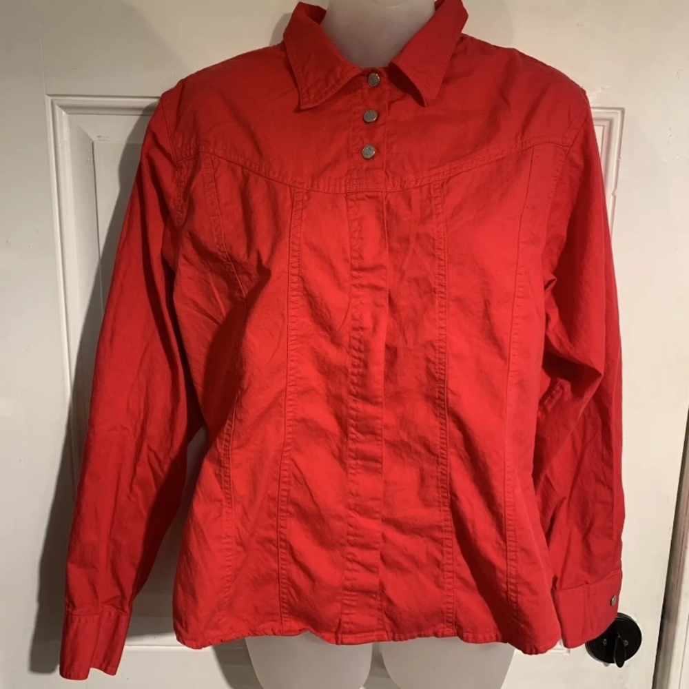 Vintage Wrangler Western Wear For Women Red Button Up Shirt, Size Large
